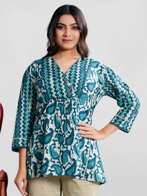 Komarri U Women Ethnic Motifs Printed Regular Sleeve Cotton Top