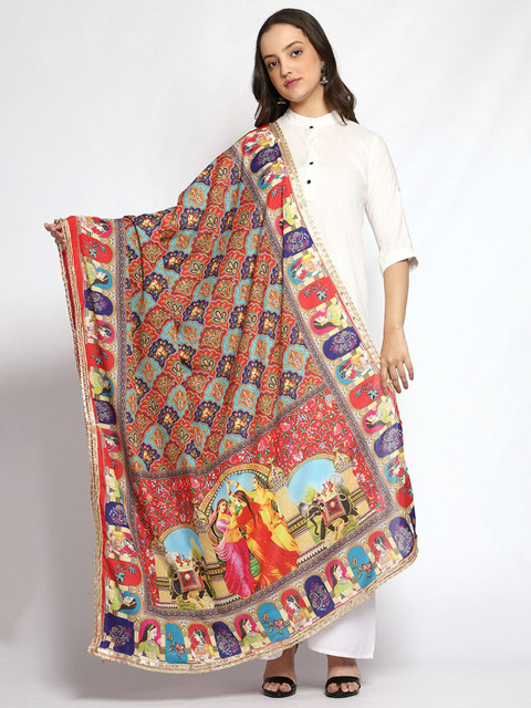 WEAVERS VILLA Ethnic Motifs Printed Art Silk Dupatta
