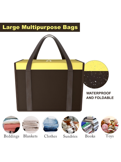 Aura Brown & Yellow 2 Pieces Multi-Utility Waterproof Cloth Storage Organisers - Image 6