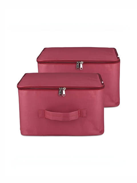 Aura Maroon Set of 2 Travel Storage Bag Waterproof Cloth Storage Organizer