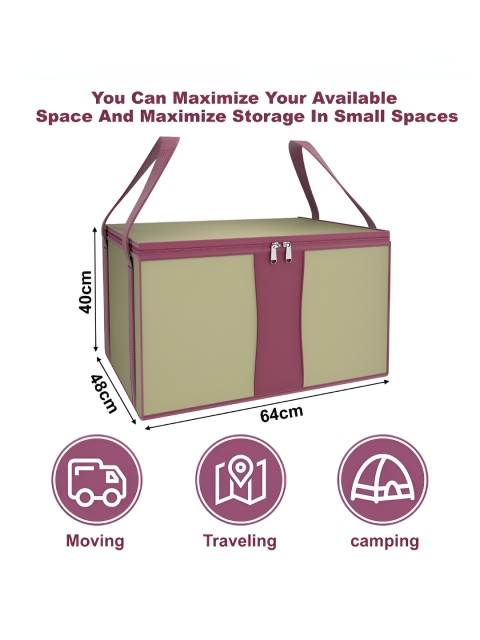 Aura Beige Set of 1 Foldable Underbed Storage Bag Clothes Organisers - Image 3