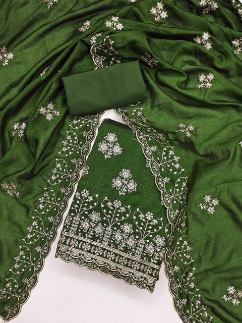 LeeliPeeri Designer Floral Embroidered Zari Unstitched Dress Material