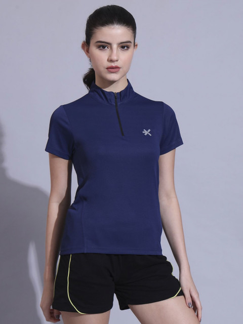 HRX by Hrithik Roshan Women Rapid-Dry Solid High Neck Slim Fit T-shirt