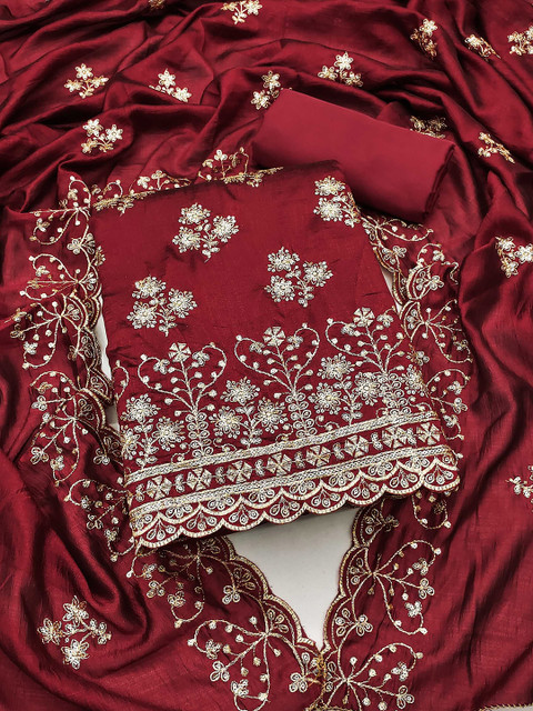 LeeliPeeri Designer Embroidered Sequinned Unstitched Dress Material - Image 2