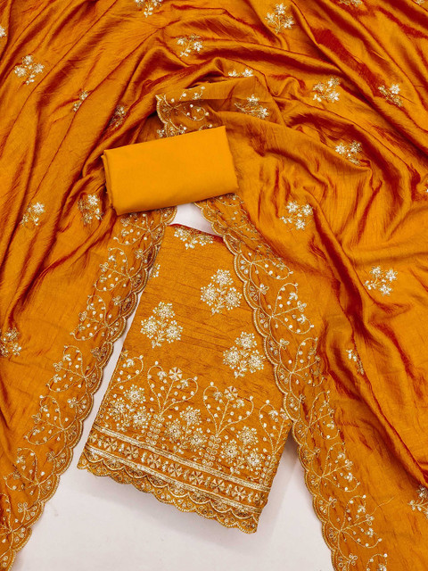 LeeliPeeri Designer Embroidered Sequinned Unstitched Dress Material
