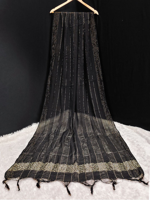 Trendmalls Stripped Zari Work Chinon Silk Dupatta