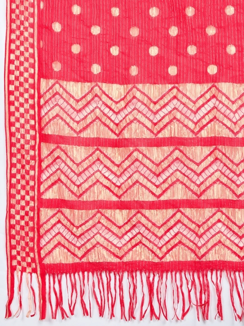 WEAVERS VILLA Polka Dots Woven Design Cotton Dupatta - Image 2