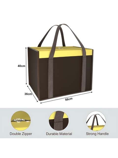 Aura Brown & Yellow 2 Pieces Multi-Utility Waterproof Cloth Storage Organisers - Image 3