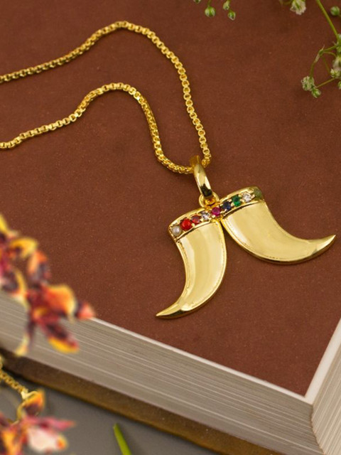 SANAA CREATIONS Gold-Plated Contemporary Pendants With Chains