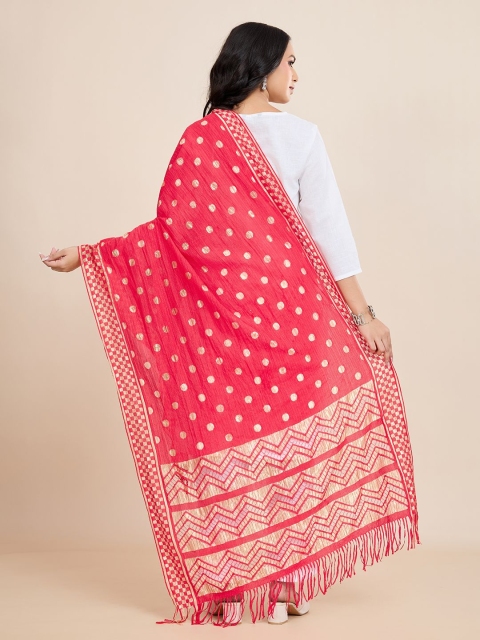 WEAVERS VILLA Polka Dots Woven Design Cotton Dupatta - Image 4