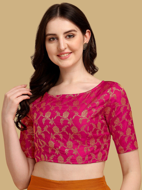 Oomph! Jacquard Boat Neck Saree Blouse