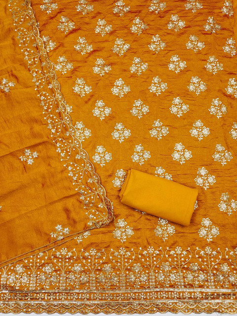 LeeliPeeri Designer Embroidered Sequinned Unstitched Dress Material - Image 3