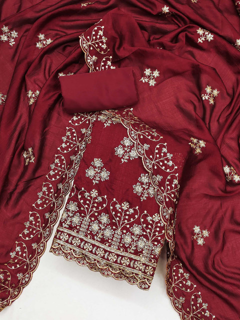 LeeliPeeri Designer Embroidered Sequinned Unstitched Dress Material