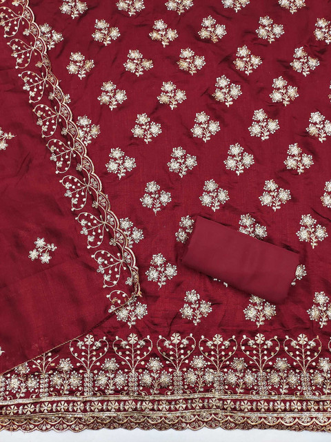 LeeliPeeri Designer Embroidered Sequinned Unstitched Dress Material - Image 4