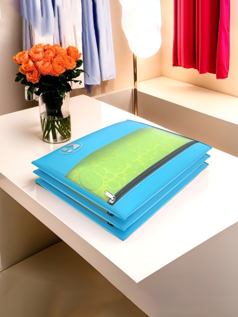 Aura Blue Set of 3 Parachute Waterproof Saree Cover & Travel Storage Bag Organisers