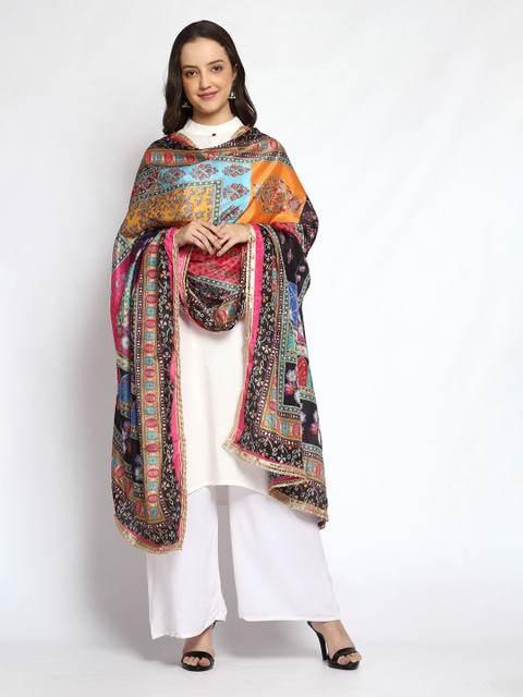 WEAVERS VILLA Ethnic Motifs Printed Art Silk Dupatta - Image 4