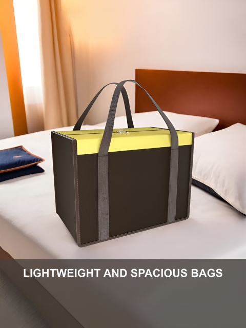 Aura Brown & Yellow 2 Pieces Multi-Utility Waterproof Cloth Storage Organisers - Image 5