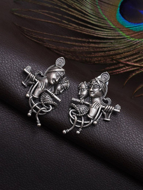 Sangria Silver Plated Radha Krishna Studs