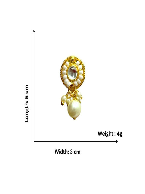 AccessHer Gold-Plated American Diamond Studded And Beads Stud Nosepin - Image 6