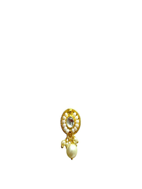 AccessHer Gold-Plated American Diamond Studded And Beads Stud Nosepin - Image 3