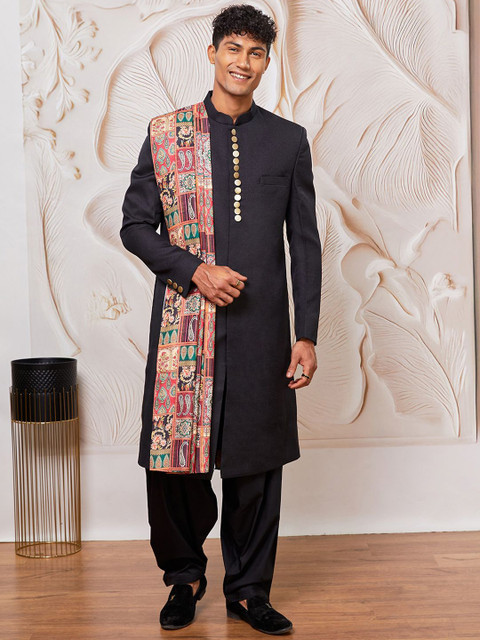 Vastramay Men Sherwani with Patiala & Printed Dupatta Set