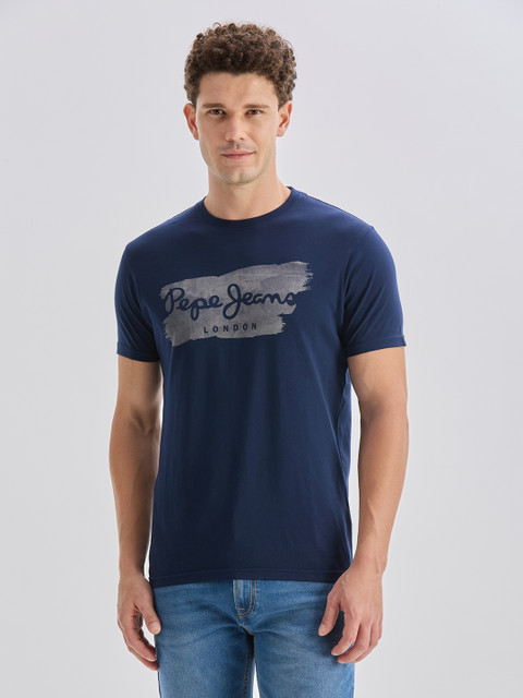 Pepe Jeans Brand Logo Printed Pure Cotton Slim Fit T-shirt