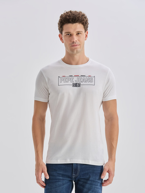 Pepe Jeans Slim Fit Brand Logo Printed Pure Cotton T-shirt