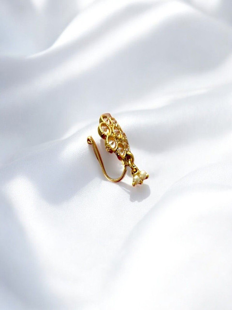 AccessHer Gold-Plated Artificial Stones And Beaded Stud Nosepin - Image 2