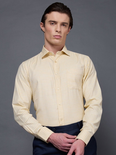 Daniel Hechter Men Micro Checked Spread Collar Cotton Formal Shirt