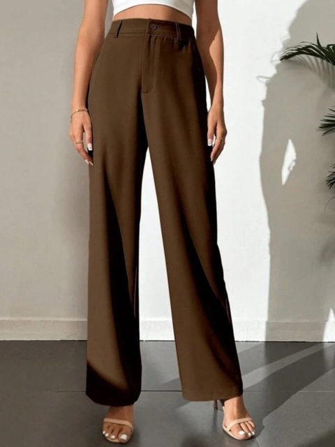 BROADSTAR Women Smart High-Rise Easy Wash Trousers