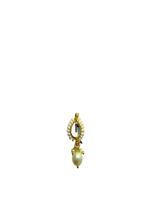 AccessHer Gold-Plated American Diamond Studded And Beaded Stud Nosepin - Image 3