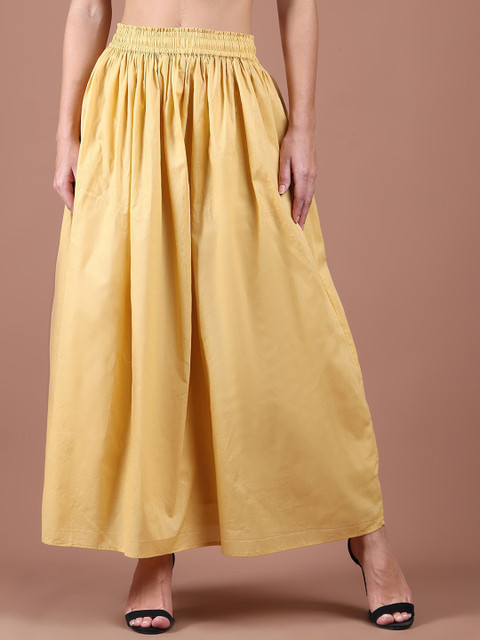 UnaOne Women High-Waist Gathered Flared Maxi Skirts