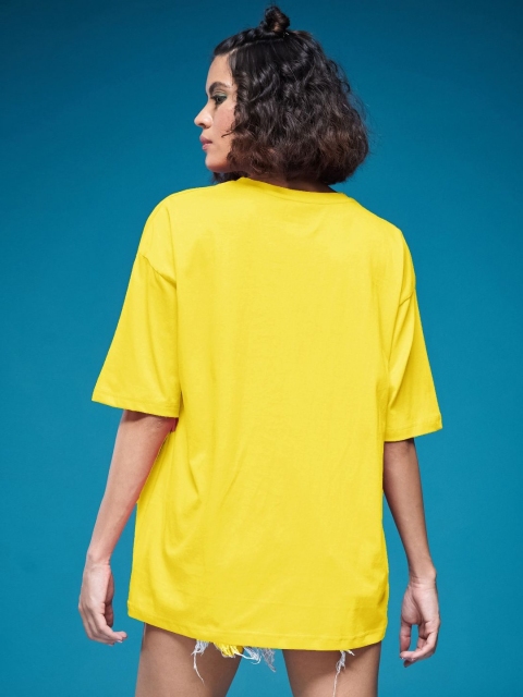 DressBerry Women Typography Printed Round Neck Cotton Oversized T-shirt - Image 4