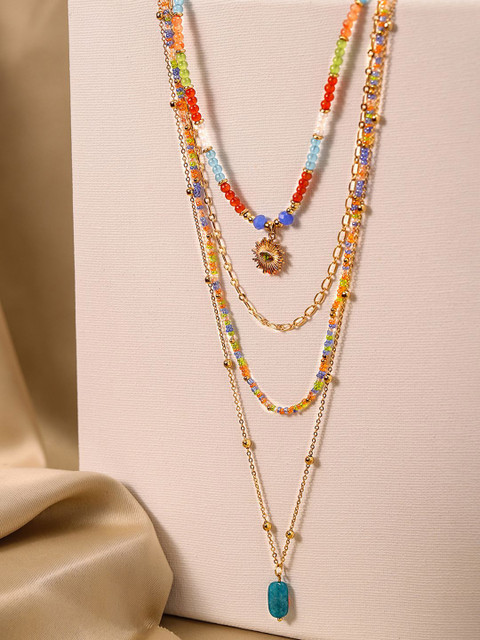 Priyaasi Rose Gold-Plated Artificial Stones and Beads Necklace
