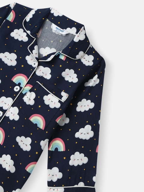 Nauti Nati Boys Clouds and Rainbow Print Shirt and Pyjama Night suits - Image 6