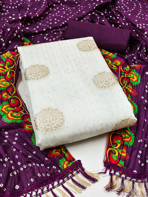 LeeliPeeri Designer Jacquard Floral Woven Design Unstitched Dress Material