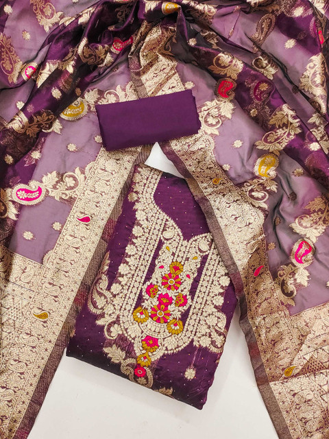 LeeliPeeri Designer Woven Design Organza Unstitched Dress Material