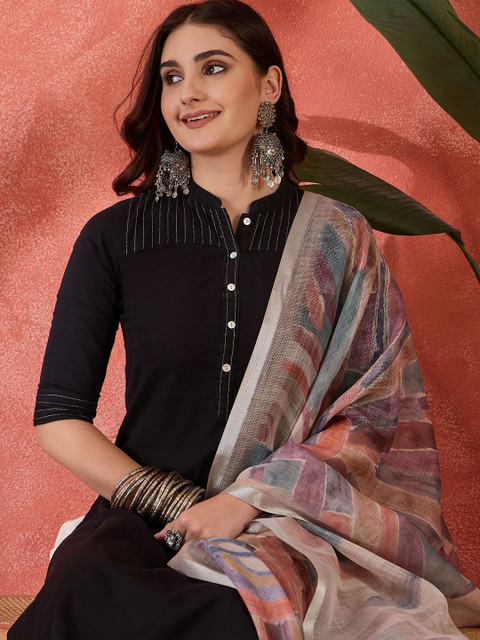 Sangria Abstract Woven Design Linen Dupatta - Image 6