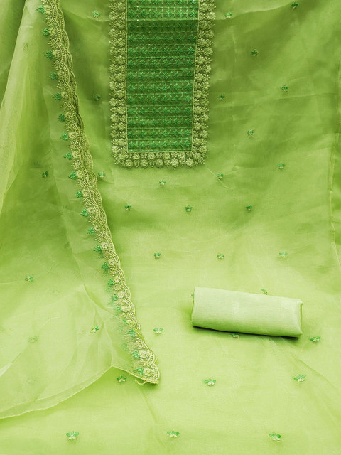 LeeliPeeri Designer Embroidered Organza Unstitched Dress Material - Image 3