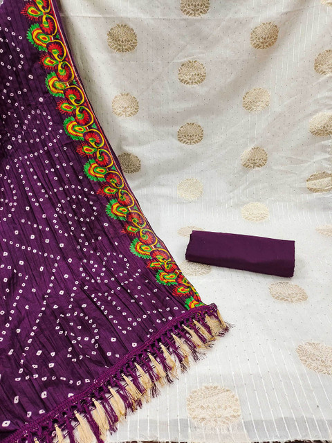 LeeliPeeri Designer Jacquard Floral Woven Design Unstitched Dress Material - Image 4