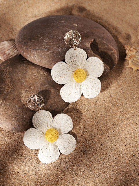 Priyaasi Gold Plated Floral Drop Earrings