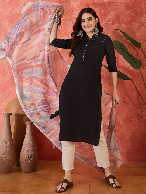 Sangria Abstract Woven Design Linen Dupatta - Image 4