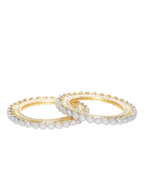 YouBella Set Of 2 Gold Plated Stone-Studded Bangles