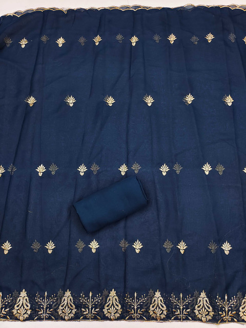 LeeliPeeri Designer Ethnic Motifs Embroidered Beads and Stones Unstitched Dress Material - Image 4
