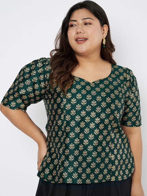 studio rasa Plus Size Women Block Printed Top