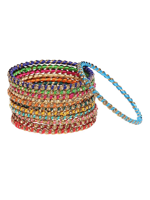 YouBella Set Of 12 Gold Plated Stone- Studded Bangles