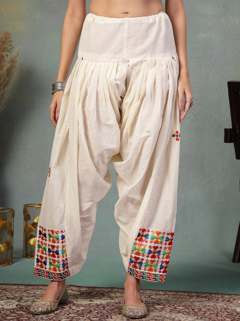 Moda Rapido Women Embroidered Phulkari Loose Fit Ethnic Salwar