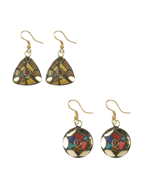 URBANELA Laac Set Of 2 Gold-Plated Triangular Drop Earrings