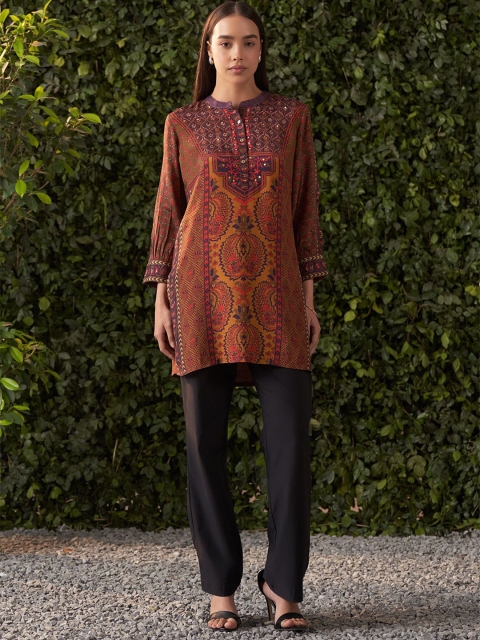 Lakshita Ethnic Motifs Printed Mandarin Collar Neck Straight Kurti