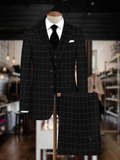 Bigreams Men Unstitched Checked Suit Clothing Fabric